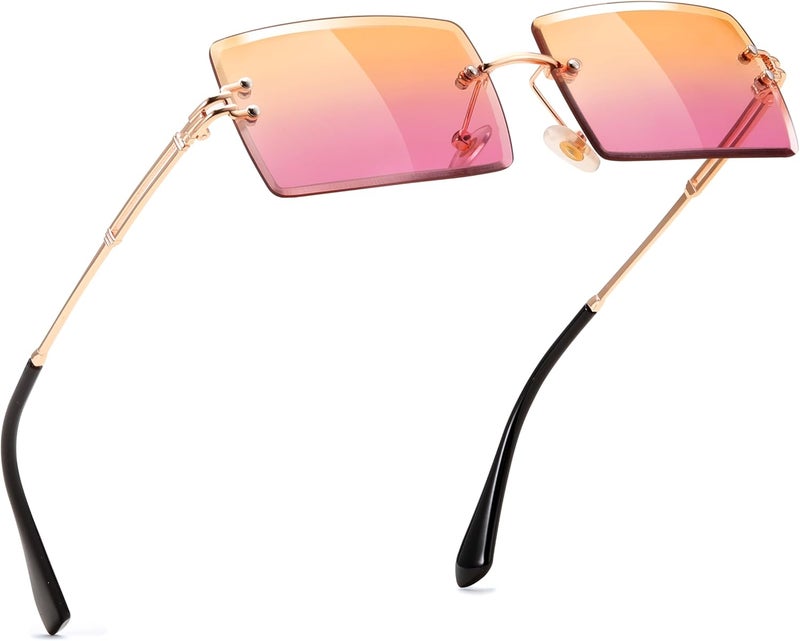 FEISEDY Vintage Rimless Sunglasses Rectangle Frameless Candy Color Glasses Women Men B2642 - Image 1